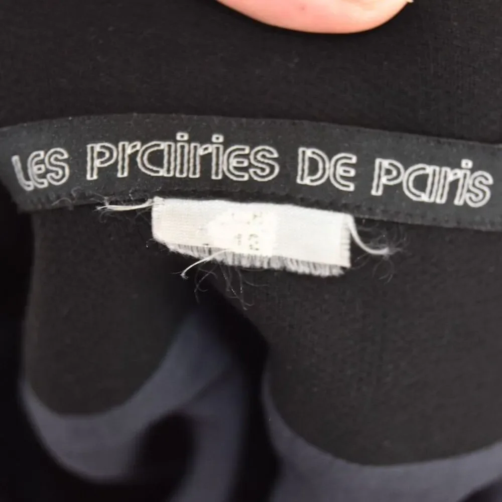Y2K Les Prairies De Paris Black Pencil Skirt Faux Leather Waist 34x40 L